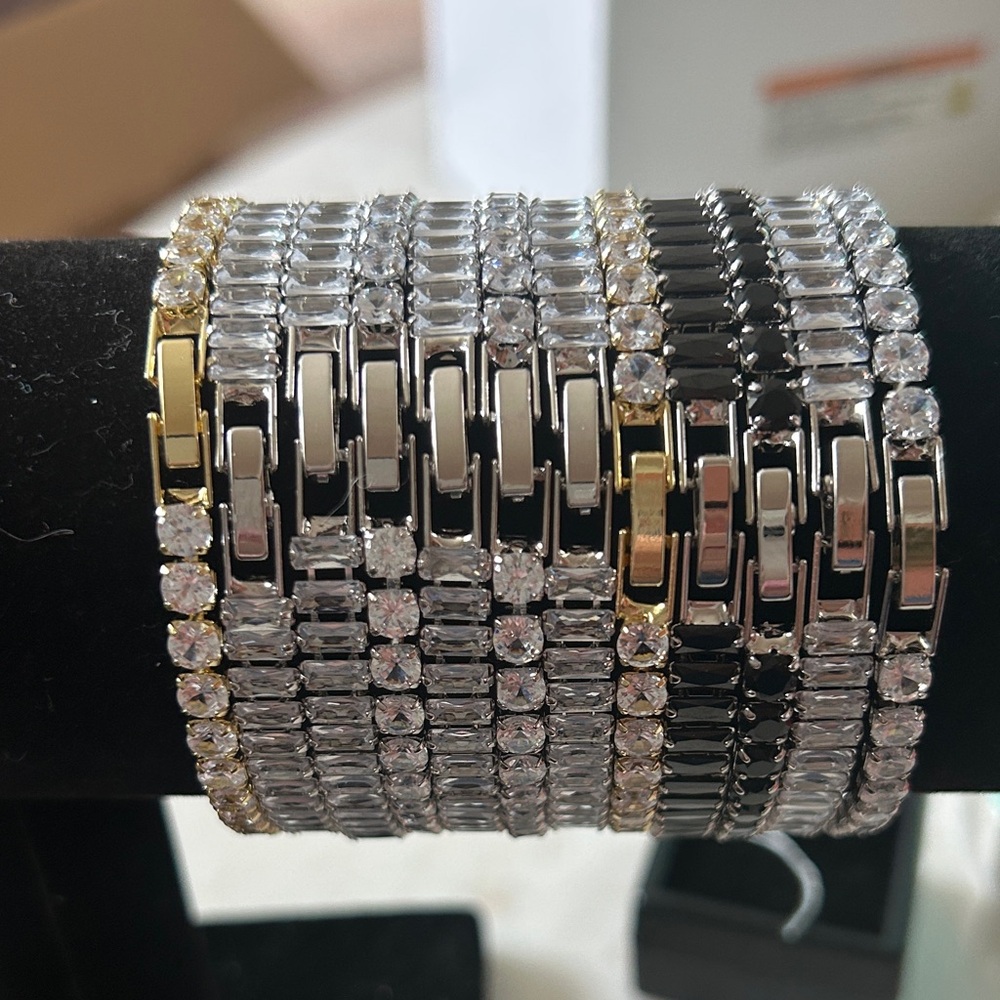 Stackable Gold, Silver And Black Crystal Bracelet… - image 2